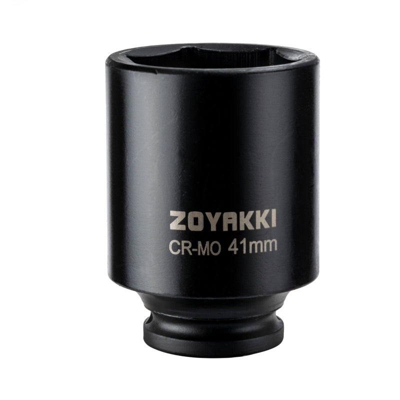 ZOYAKKI 1/2 "" Drive x 41 mm Deep 6 PT Impact Socket  CR-MO  1/2-inch Drive 6 Point Axle Nut Socket for Easy Removal of Axle Shaft Nuts (41MM) - Image 1